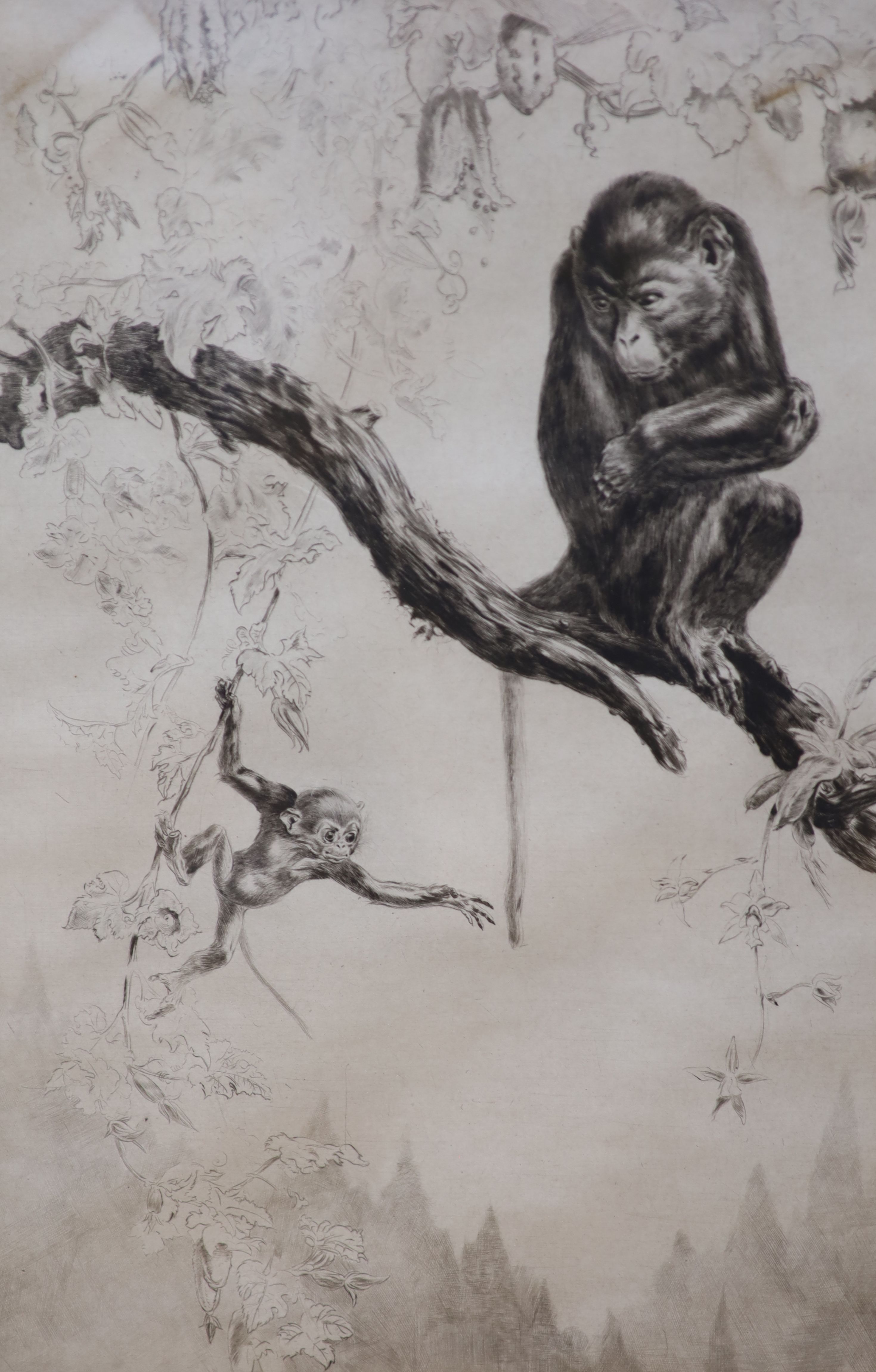 Leonard Robert Brightwell (1889-1983), etching, No Monkeying, signed in pencil, 38 x 25cm